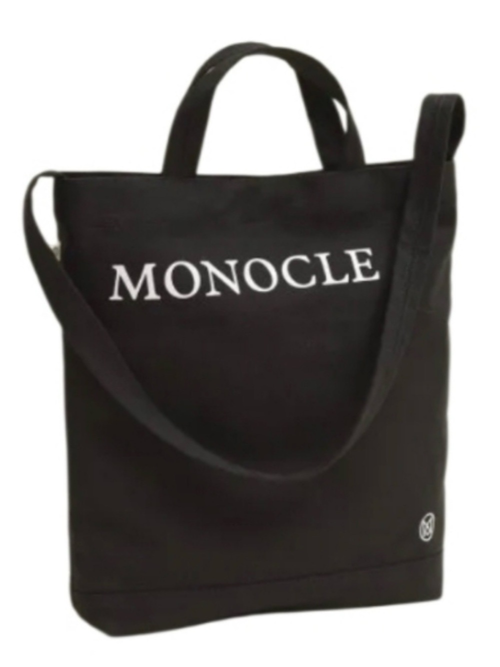 Monocle Black Canvas Messenger Bag with Shoulder Strap